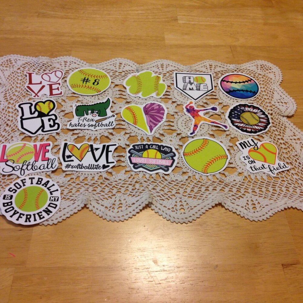 Softball stickers for crafts, scrapbooking, etc